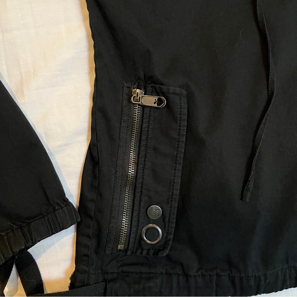 Black Zoo York Y2K Lightweight Hoodie with Waist tie, front buttons and pockets - Picture 9 of 13